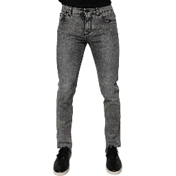 Dark Gray Washed Cotton Slim Fit Denim Jeans