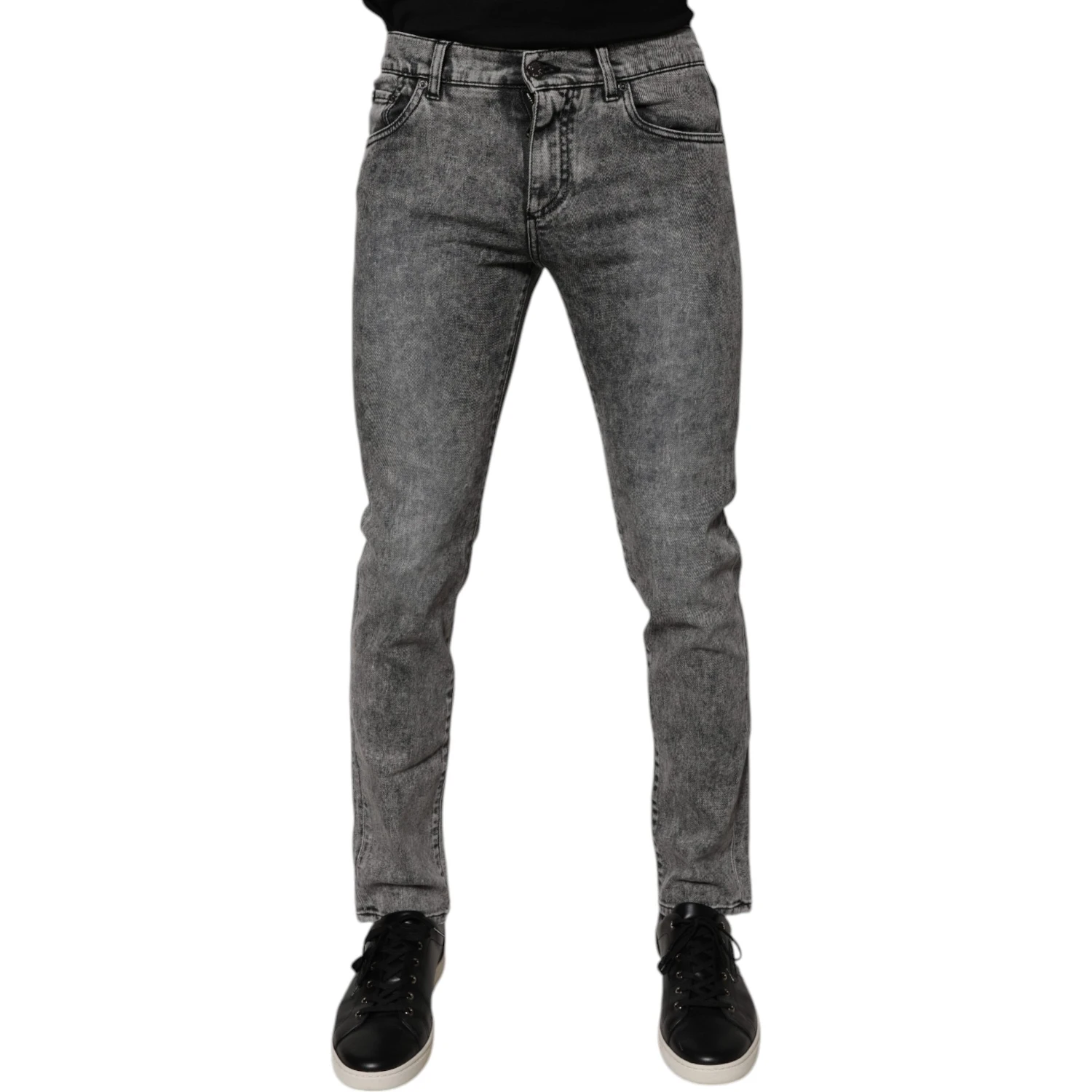 Dark Gray Washed Cotton Slim Fit Denim Jeans