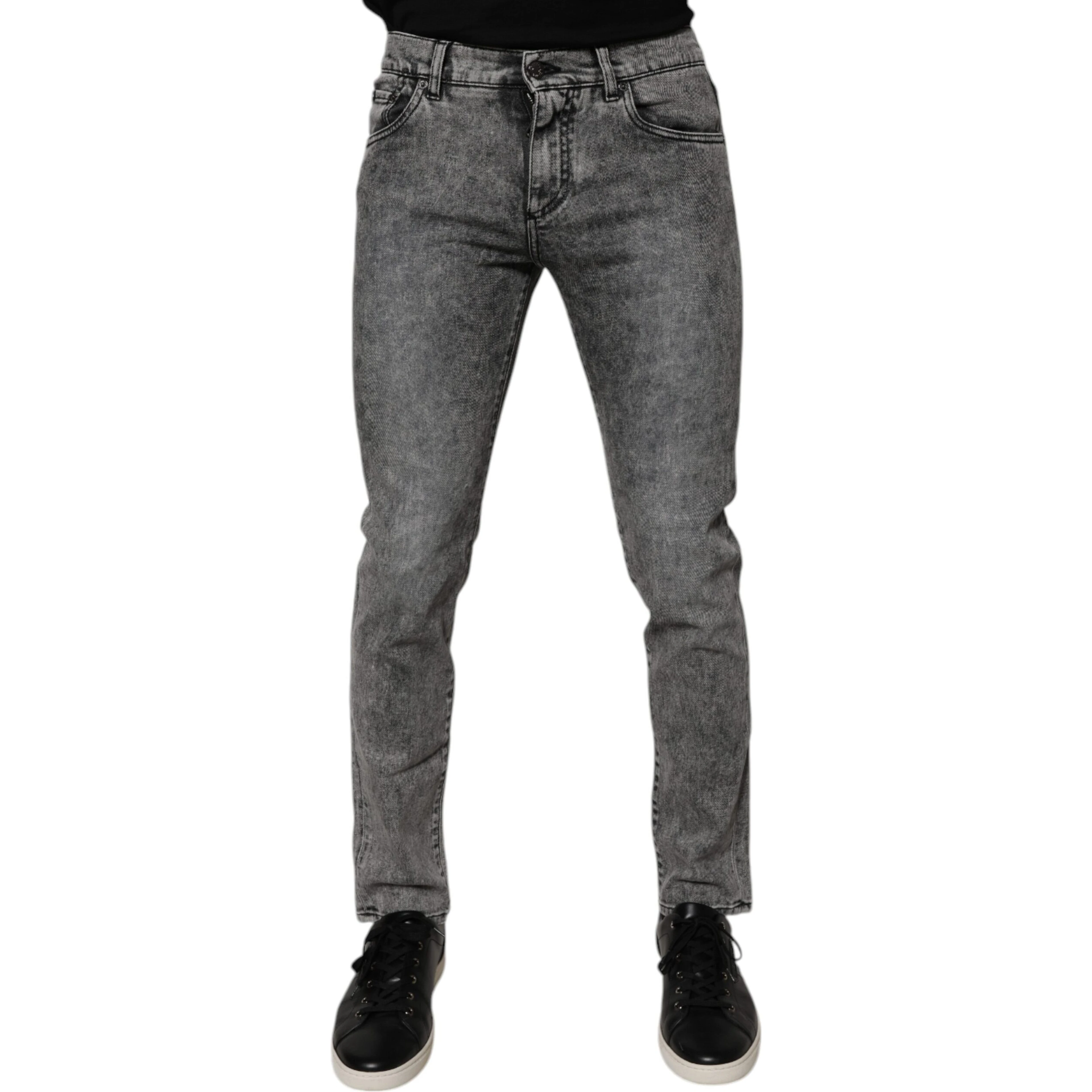 Dark Gray Washed Cotton Slim Fit Denim Jeans