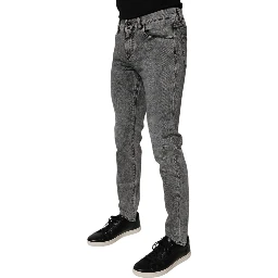 Dark Gray Washed Cotton Slim Fit Denim Jeans
