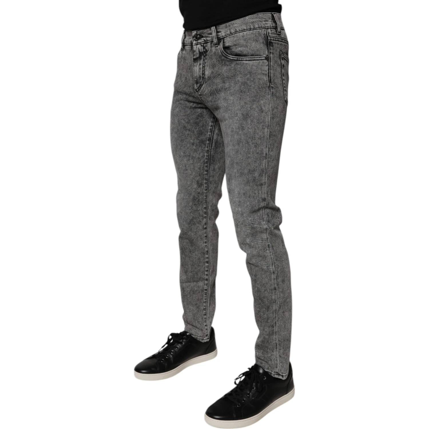Dark Gray Washed Cotton Slim Fit Denim Jeans