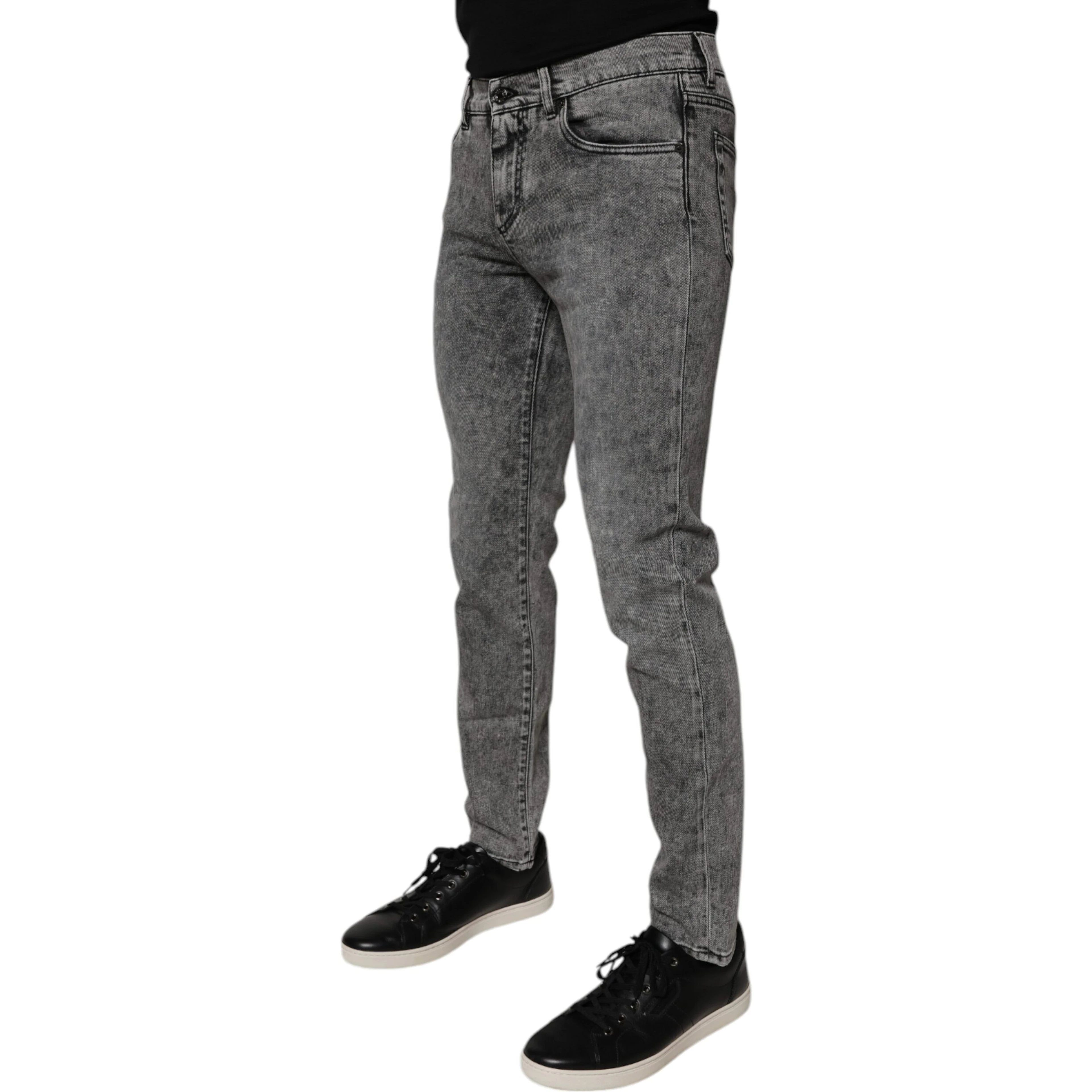 Dark Gray Washed Cotton Slim Fit Denim Jeans