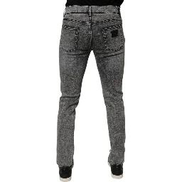Dark Gray Washed Cotton Slim Fit Denim Jeans