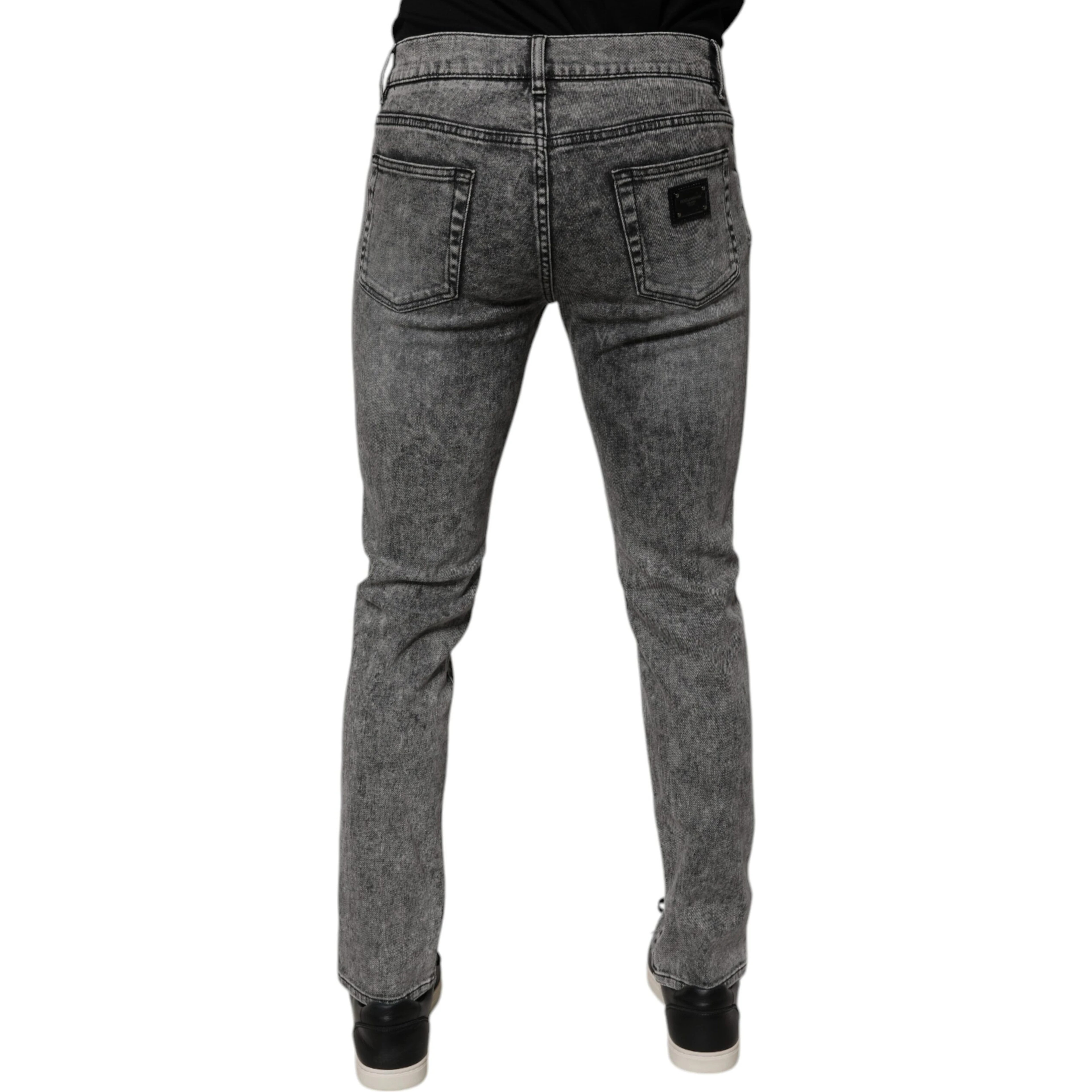 Dark Gray Washed Cotton Slim Fit Denim Jeans