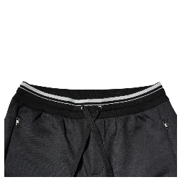 Black Polyester Logo Jogger Pants