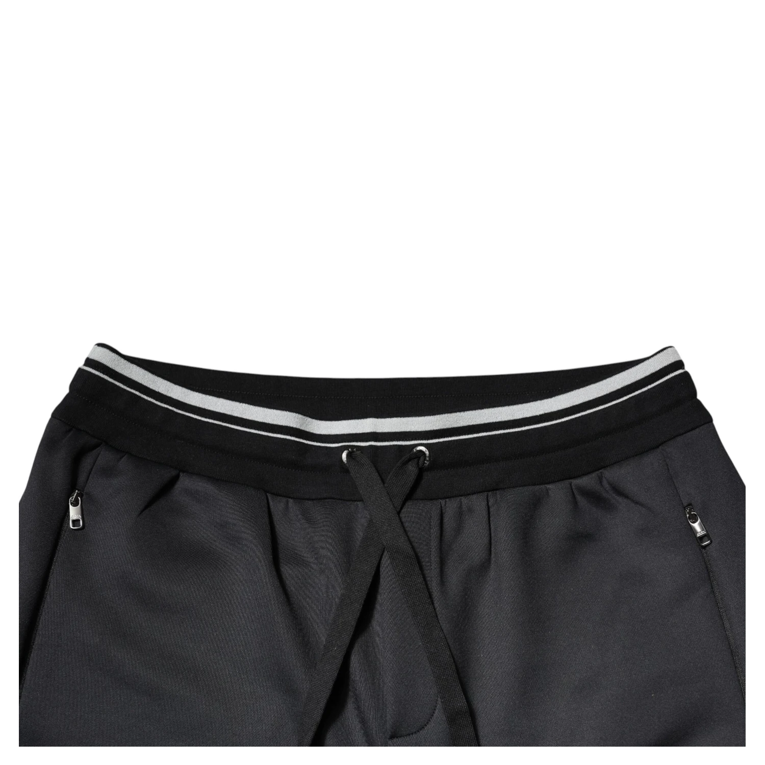Black Polyester Logo Jogger Pants