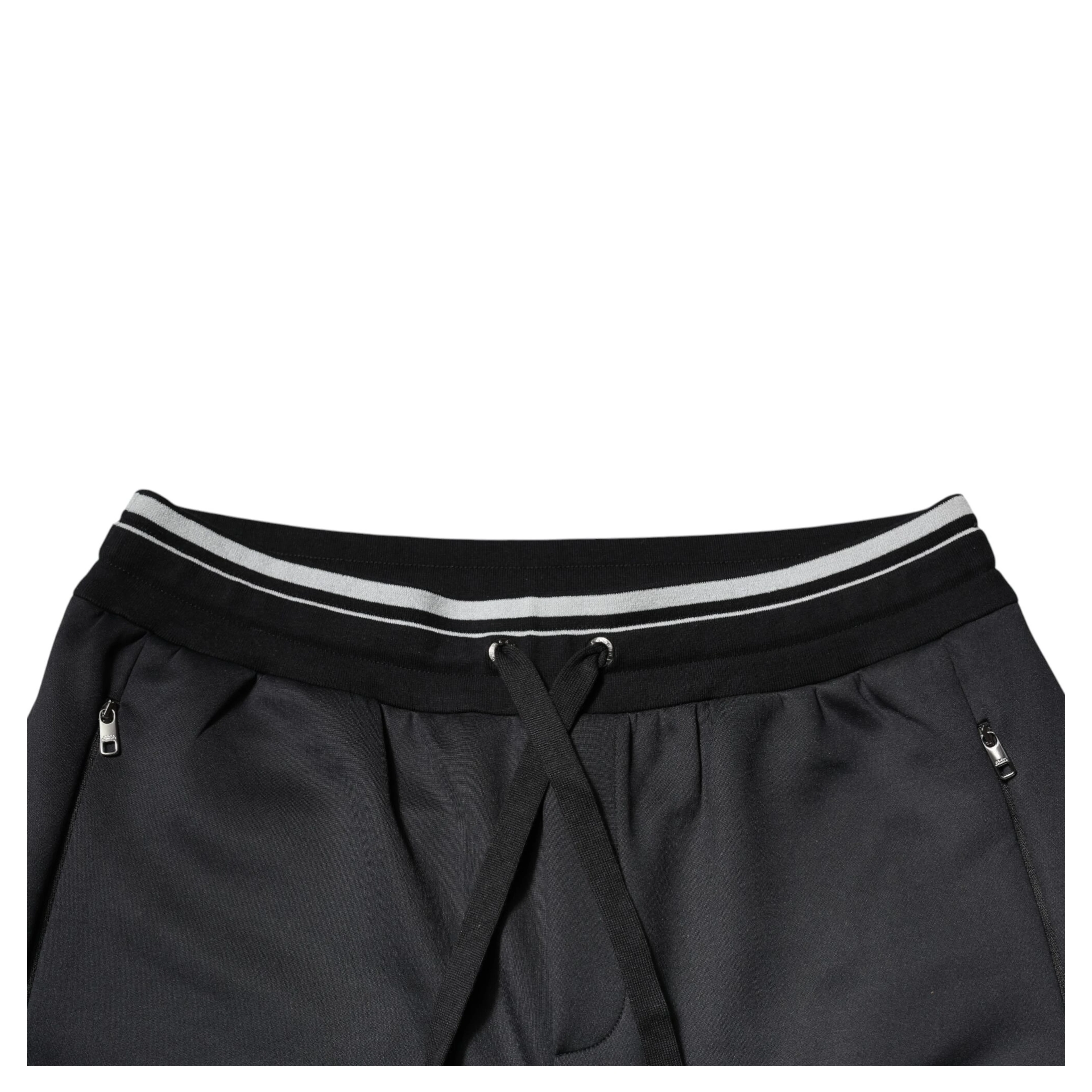 Black Polyester Logo Jogger Pants