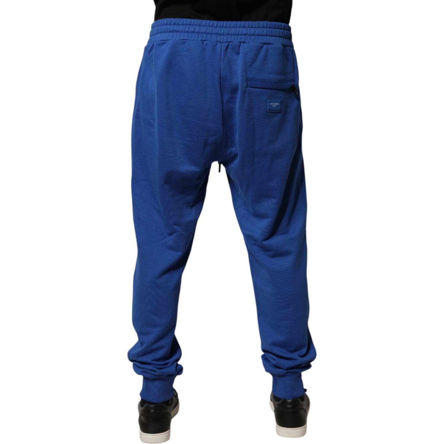 Blue Cotton Jogger Mid Waist Pants