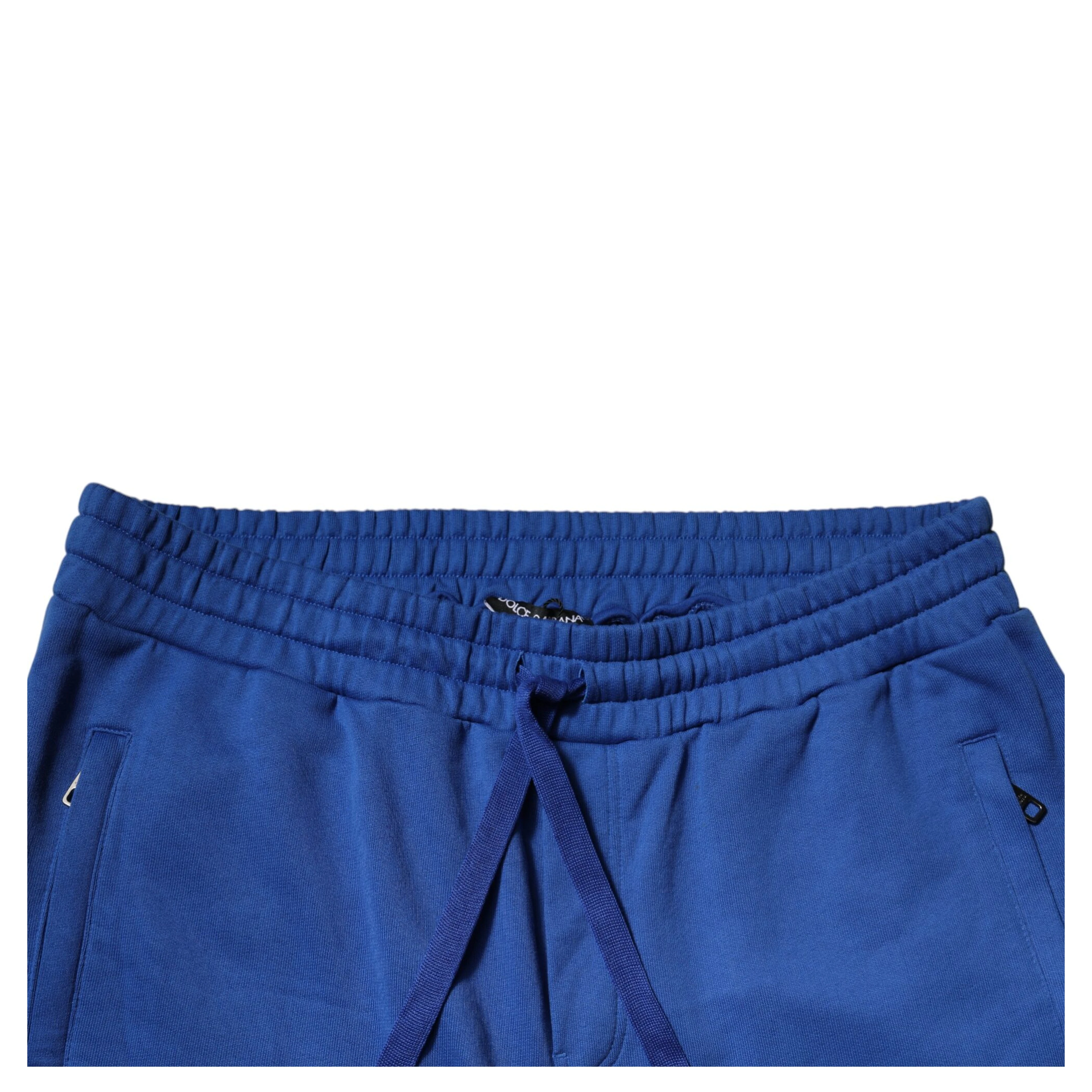 Blue Cotton Jogger Mid Waist Pants