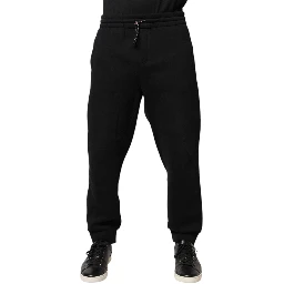 Black Logo Patch CottonJogger Sweatpants Pants