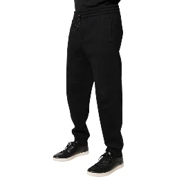 Black Logo Patch CottonJogger Sweatpants Pants