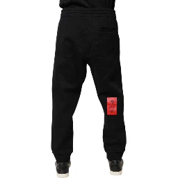 Black Logo Patch CottonJogger Sweatpants Pants