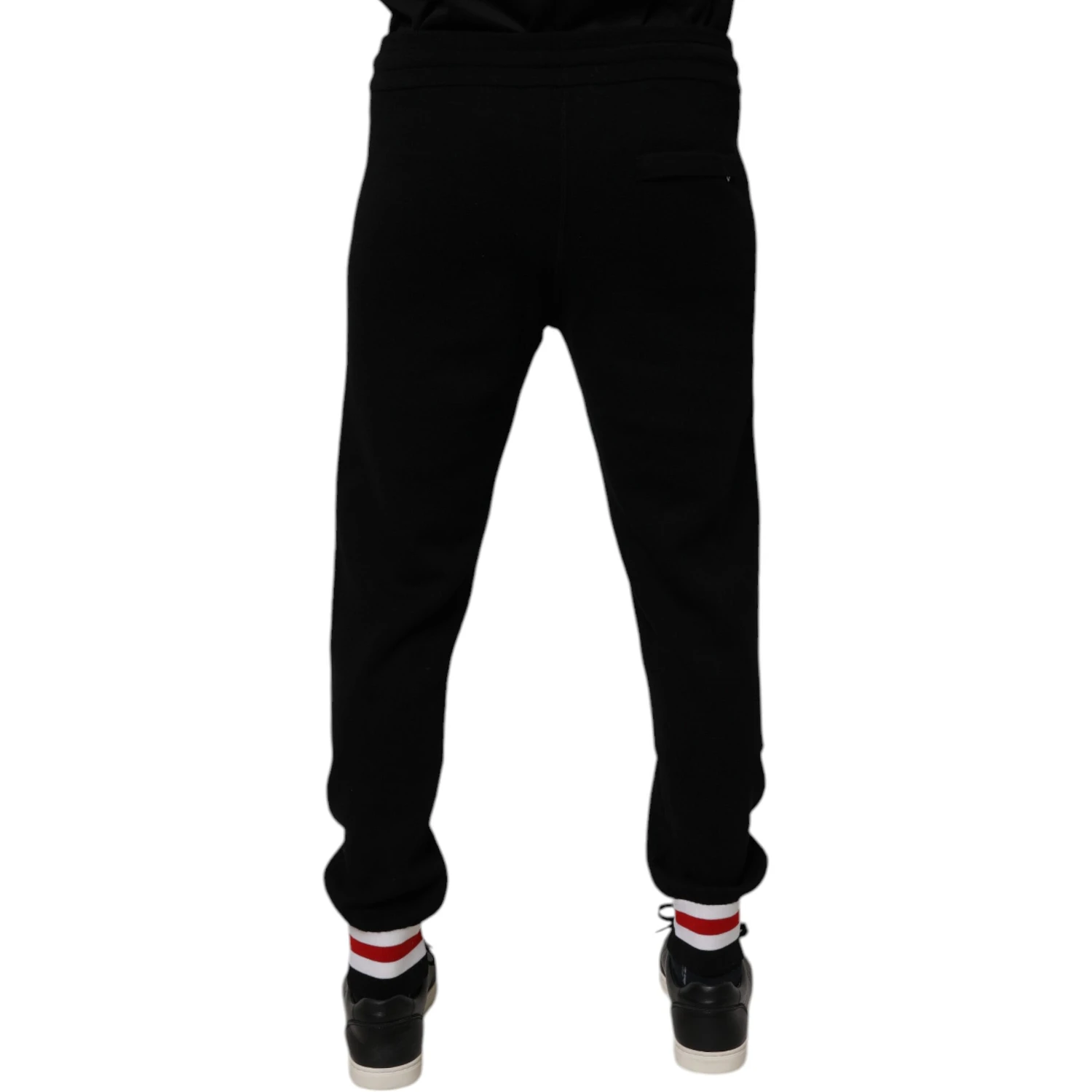 Black Wool Mid Waist Jogger Sweatpants Pants