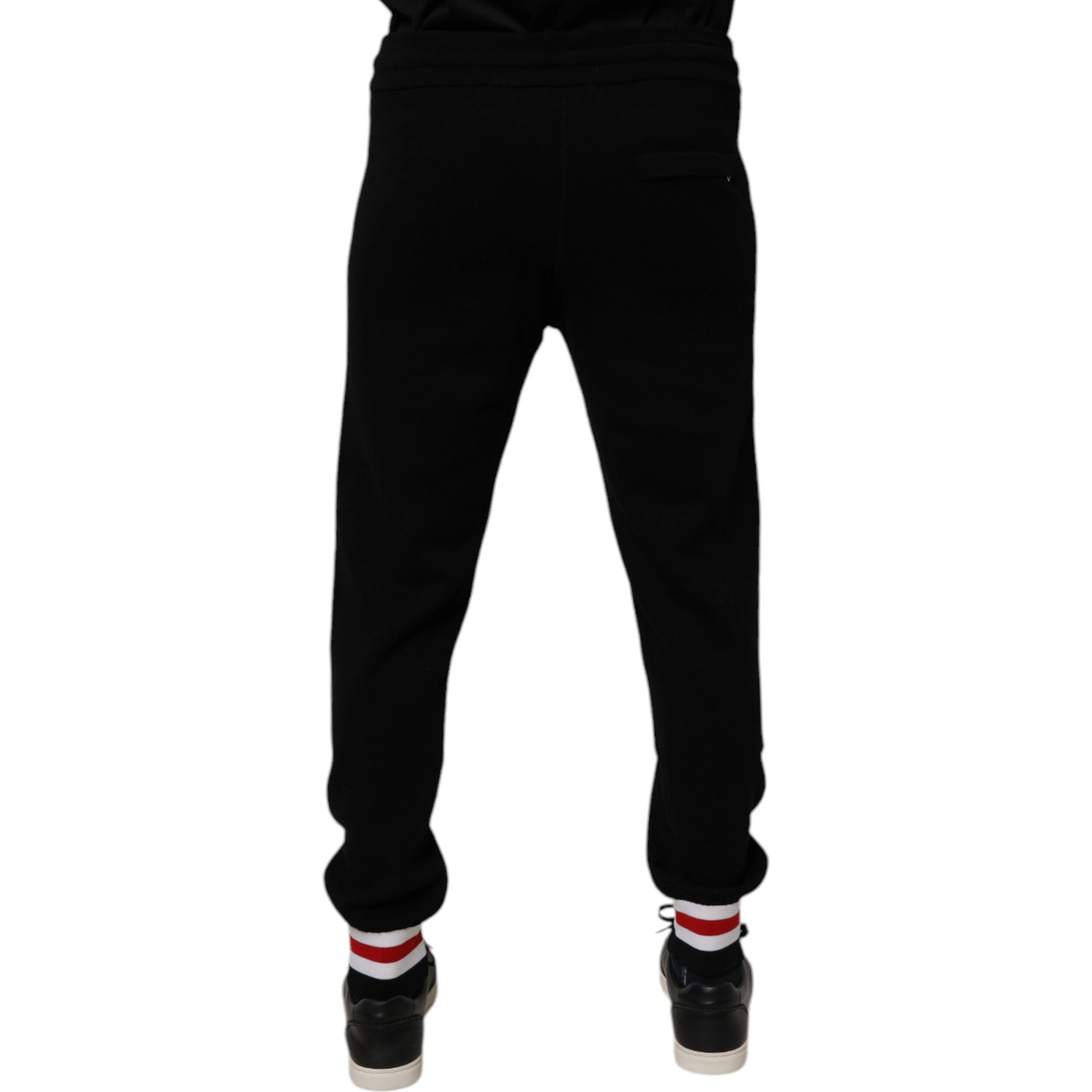 Black Wool Mid Waist Jogger Sweatpants Pants