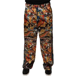Multicolor Marble Satin Men Tracksuit Pants