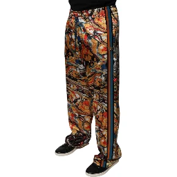 Multicolor Marble Satin Men Tracksuit Pants