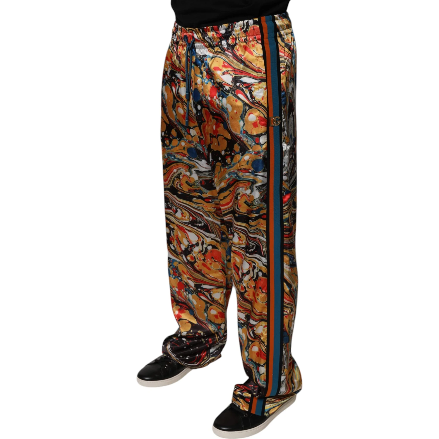Multicolor Marble Satin Men Tracksuit Pants