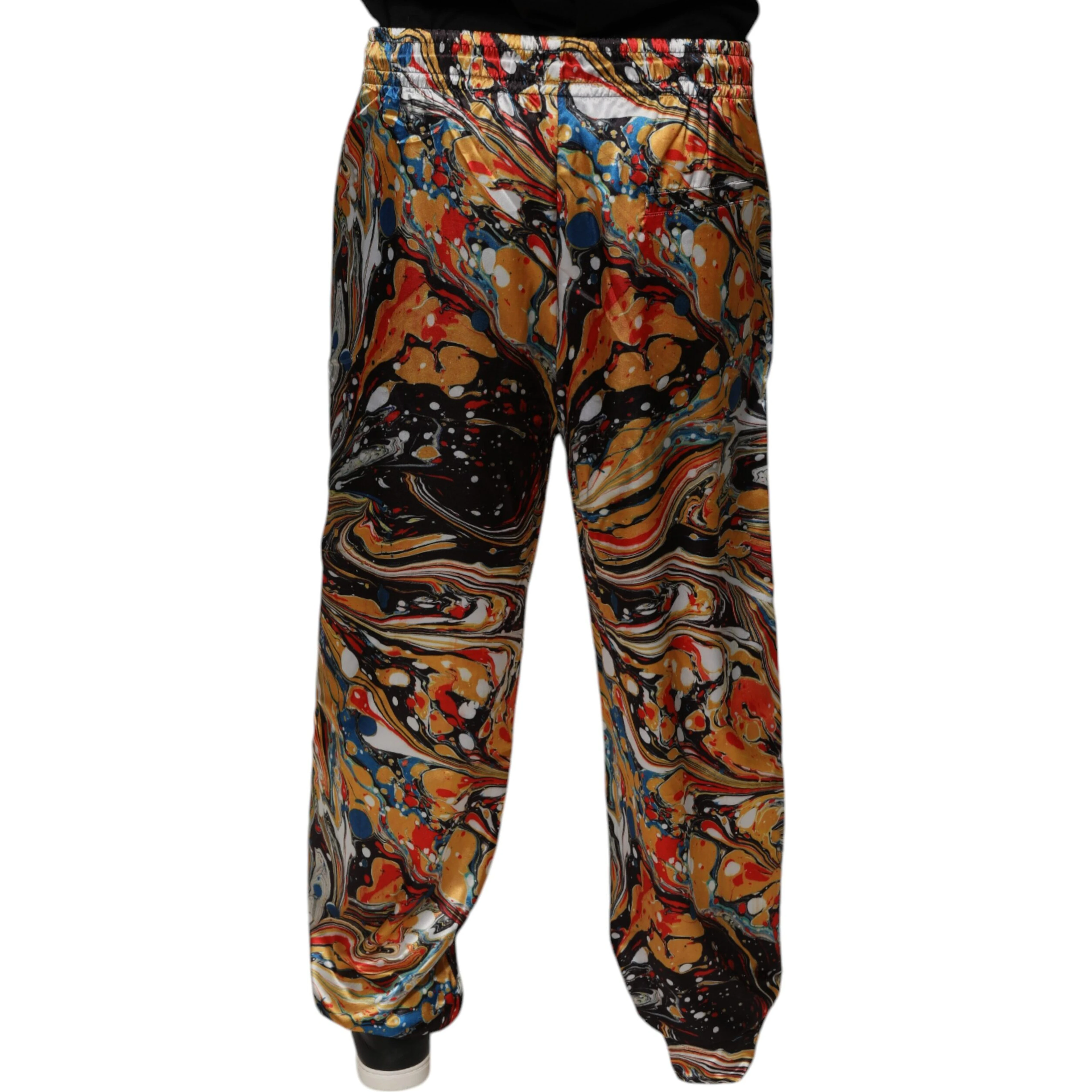Multicolor Marble Satin Men Tracksuit Pants