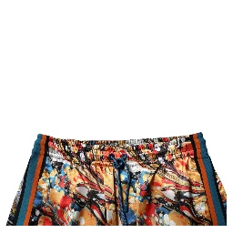 Multicolor Marble Satin Men Tracksuit Pants