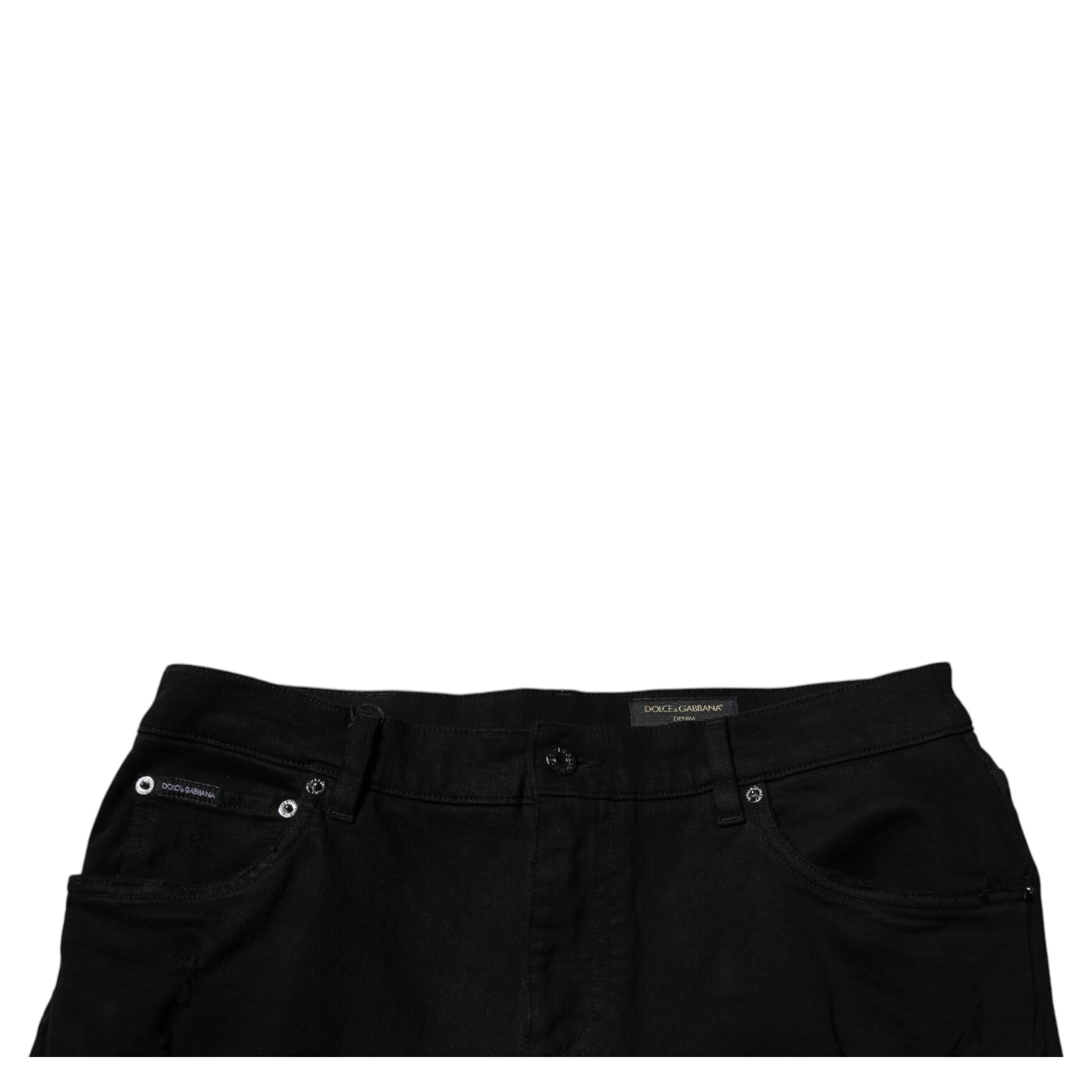 Black Tattered Cotton Skinny Men Denim Jeans