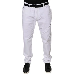 White Cotton Stretch Skinny Men Denim Jeans