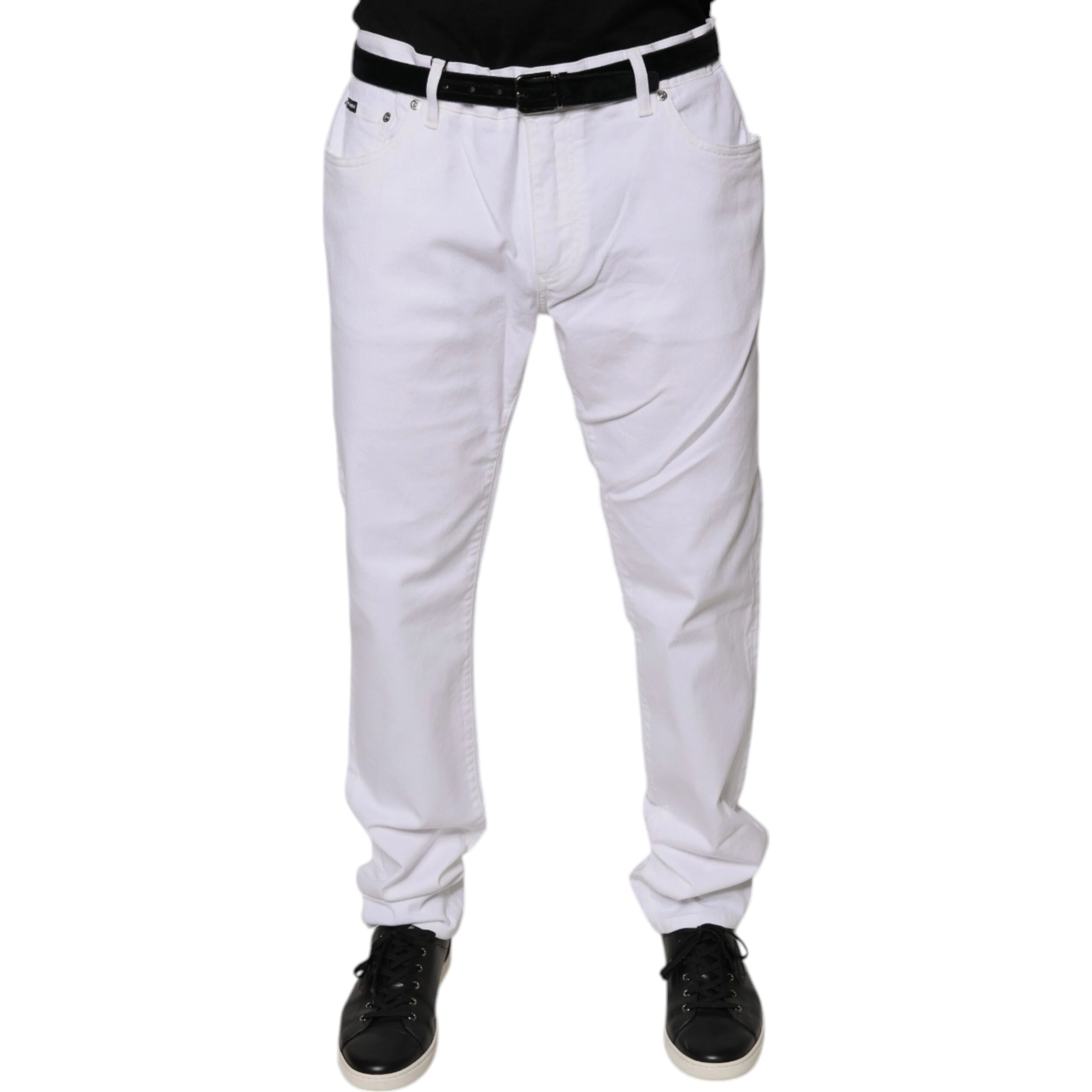 White Cotton Stretch Skinny Men Denim Jeans