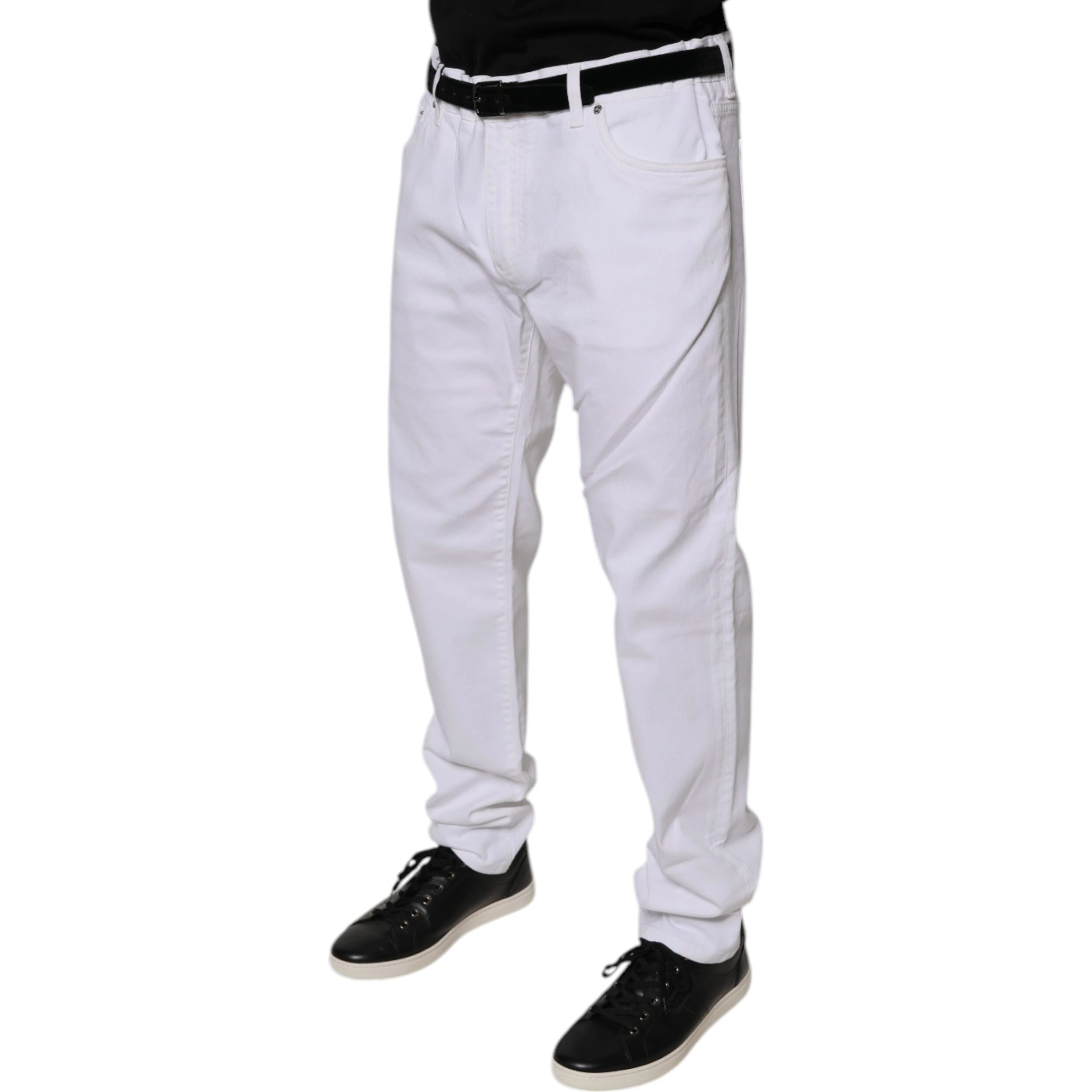 White Cotton Stretch Skinny Men Denim Jeans