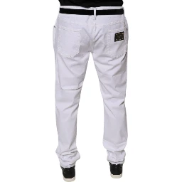 White Cotton Stretch Skinny Men Denim Jeans