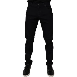 Black Cotton Stretch Slim Fit Men Denim Jeans
