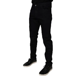 Black Cotton Stretch Slim Fit Men Denim Jeans