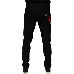 Black Cotton Stretch Slim Fit Men Denim Jeans