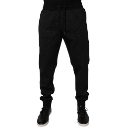 Black Polyester Men Jogger Sweatpants Pants