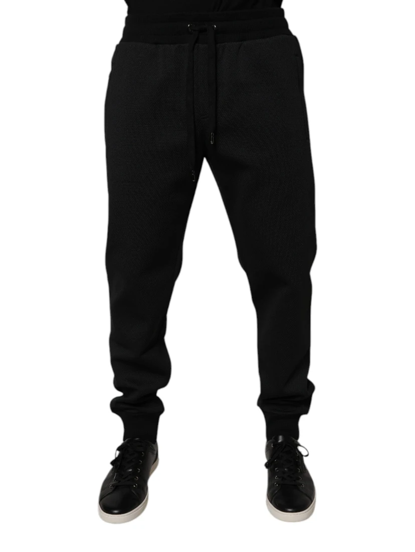 Black Polyester Men Jogger Sweatpants Pants
