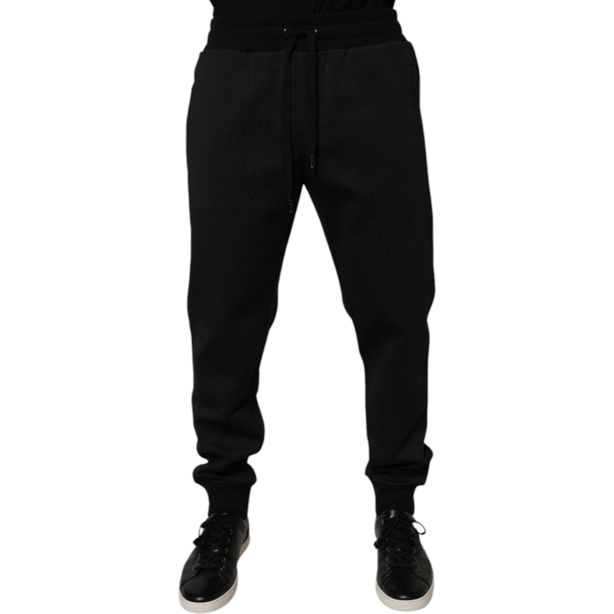 Black Polyester Men Jogger Sweatpants Pants