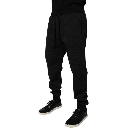 Black Polyester Men Jogger Sweatpants Pants