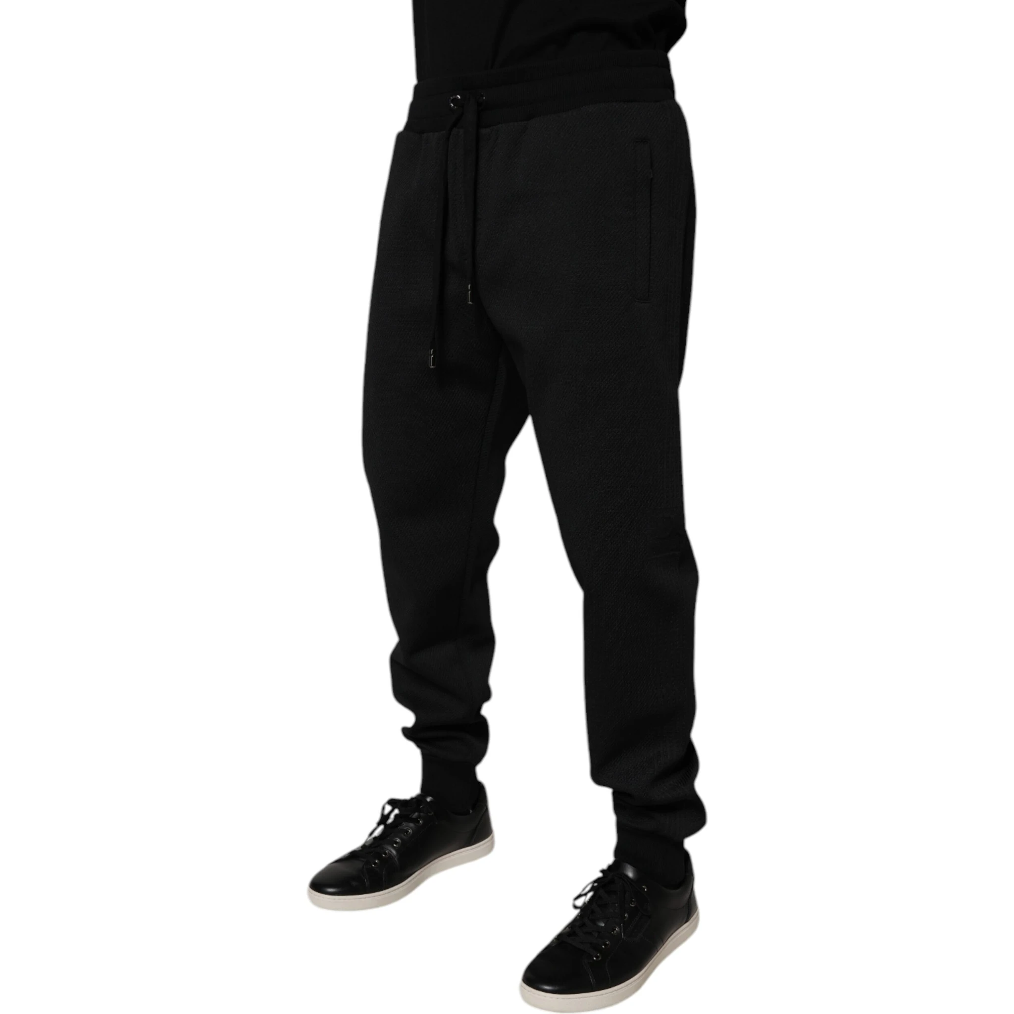 Black Polyester Men Jogger Sweatpants Pants