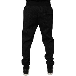 Black Polyester Men Jogger Sweatpants Pants