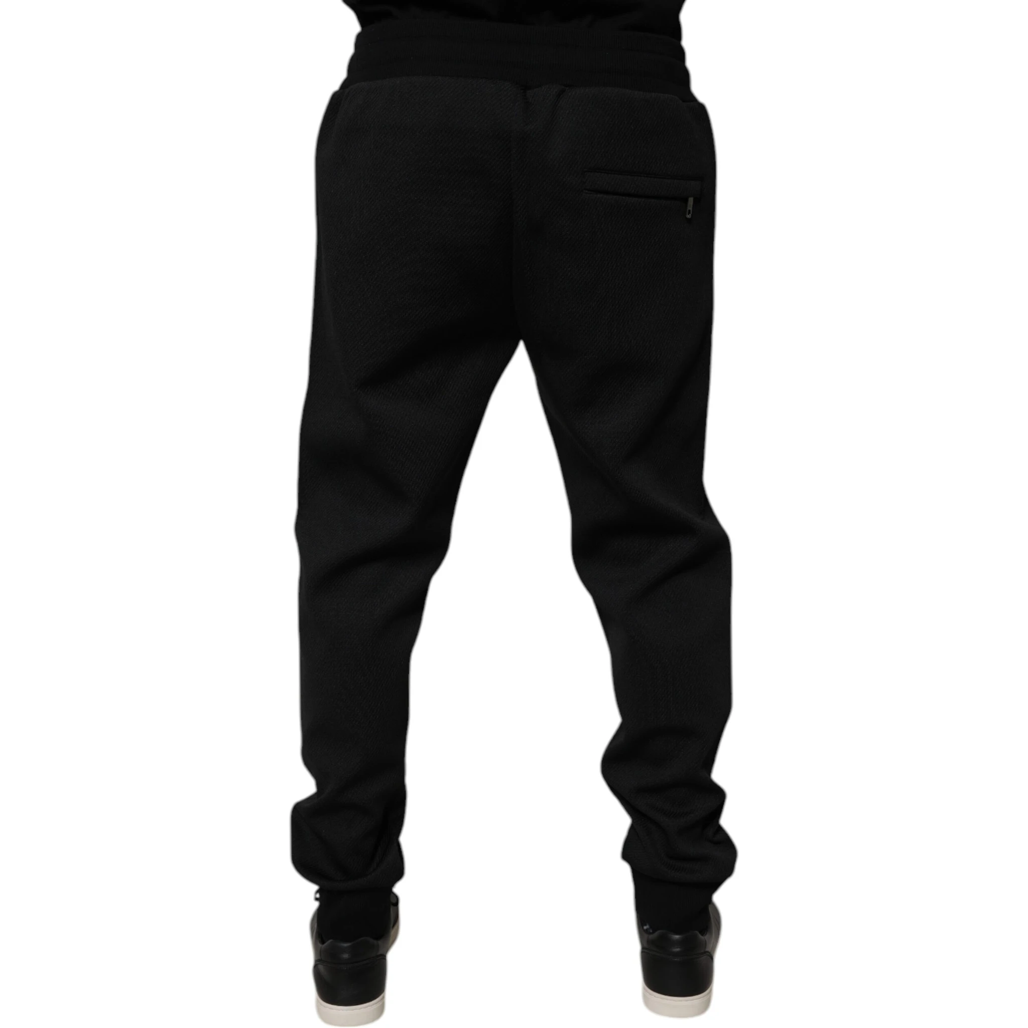 Black Polyester Men Jogger Sweatpants Pants