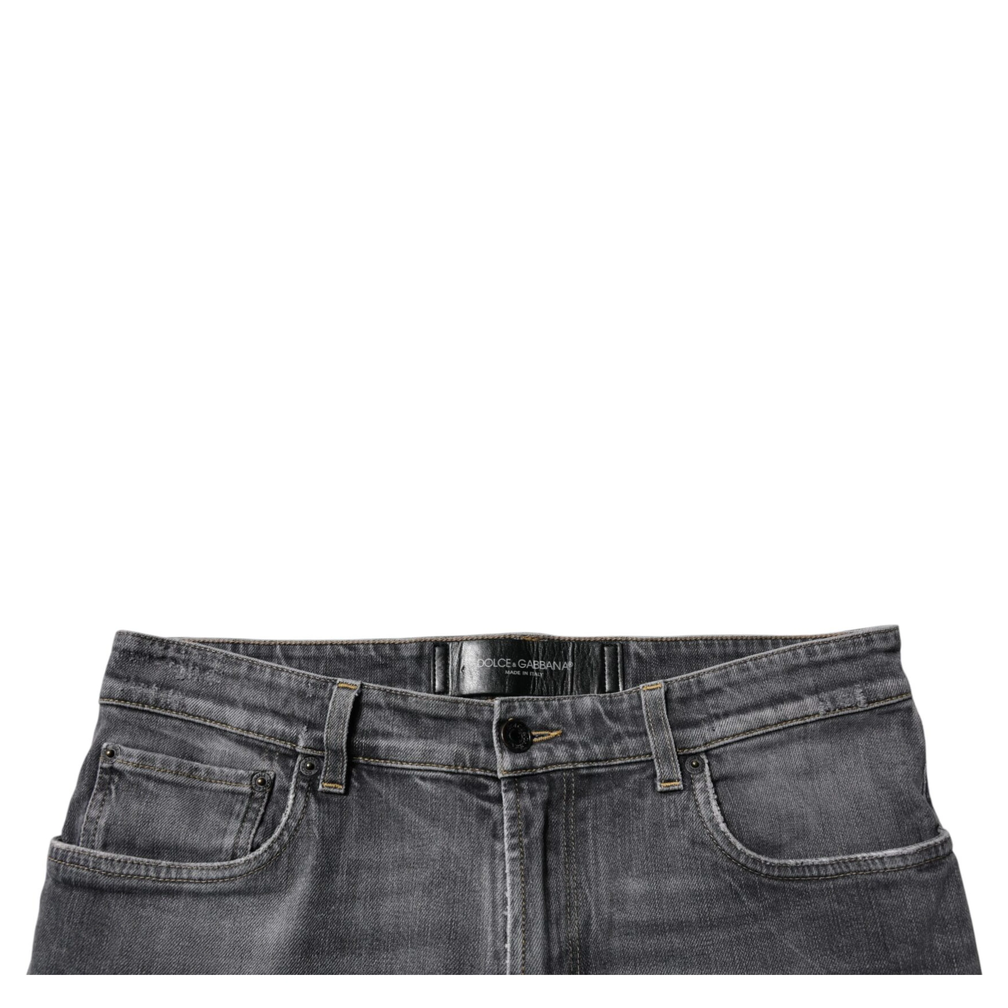 Dark Gray Washed Cotton Skinny Men Denim Jeans