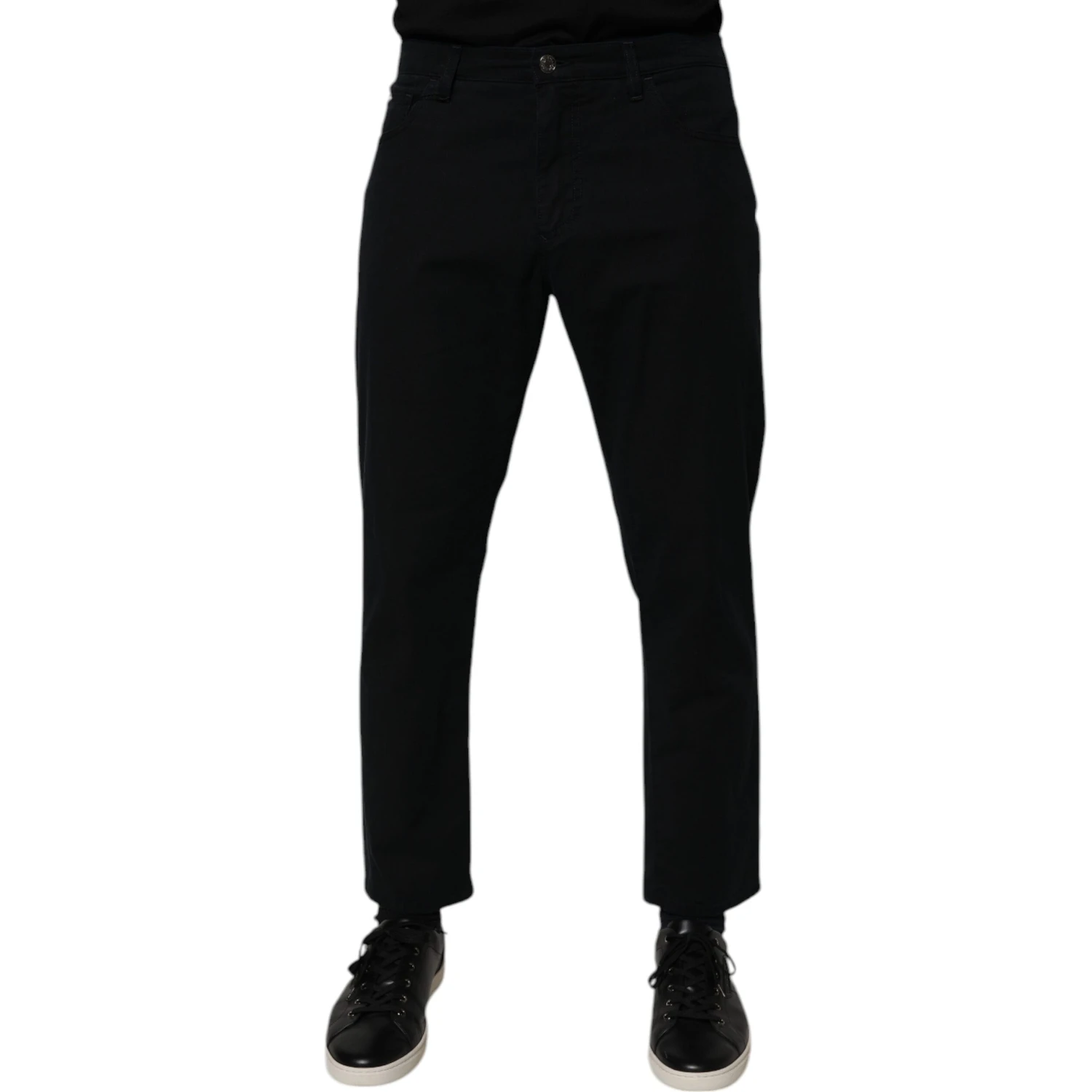 Dark Blue Cotton Stretch Loose Men Denim Jeans