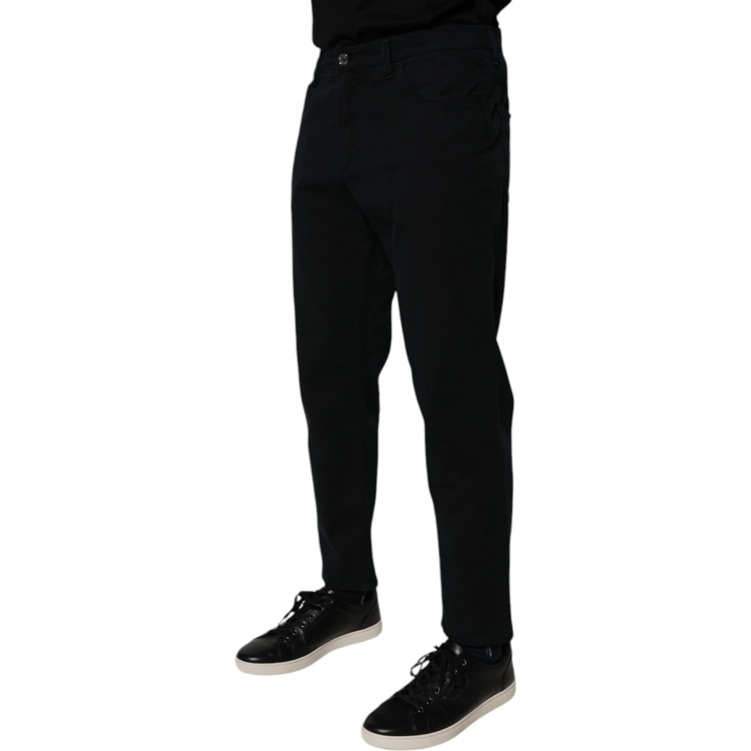Dark Blue Cotton Stretch Loose Men Denim Jeans