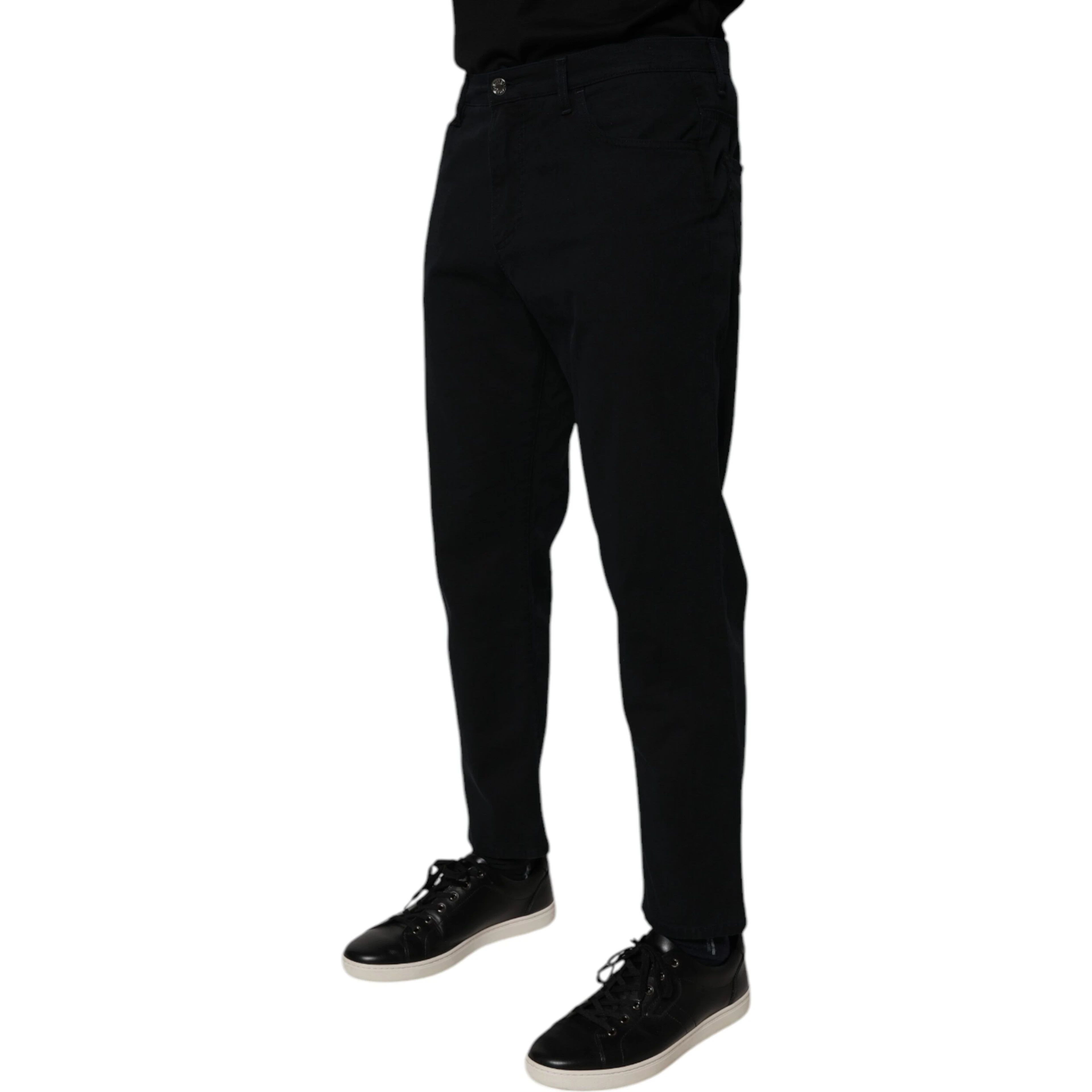 Dark Blue Cotton Stretch Loose Men Denim Jeans