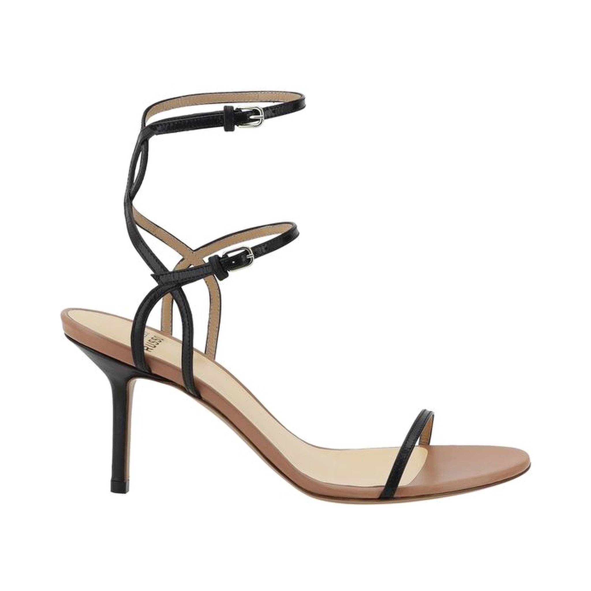 Black Calf Leather Bos Taurus Stiletto Heel Sandals