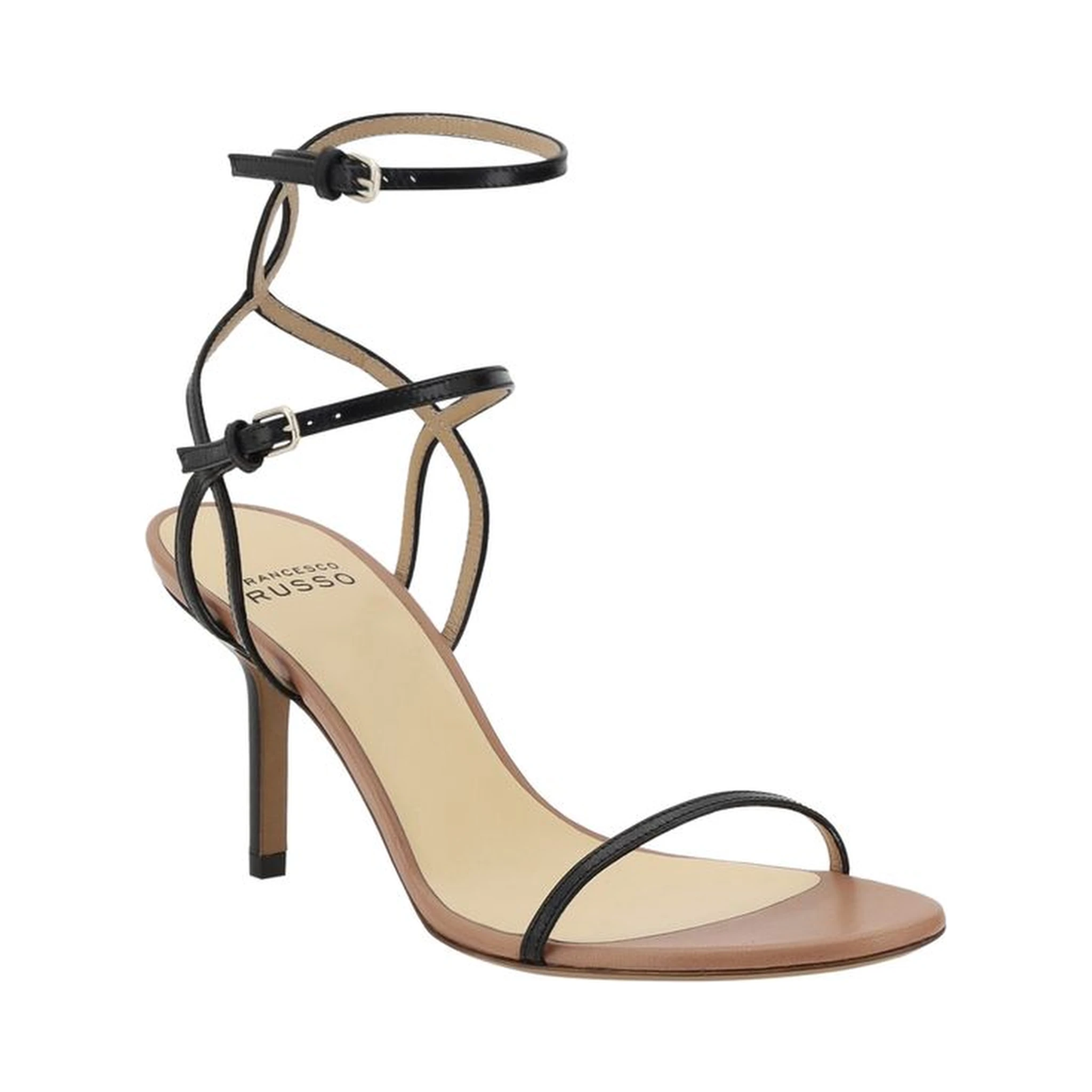 Black Calf Leather Bos Taurus Stiletto Heel Sandals