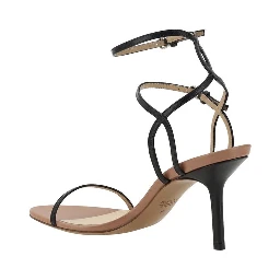 Black Calf Leather Bos Taurus Stiletto Heel Sandals