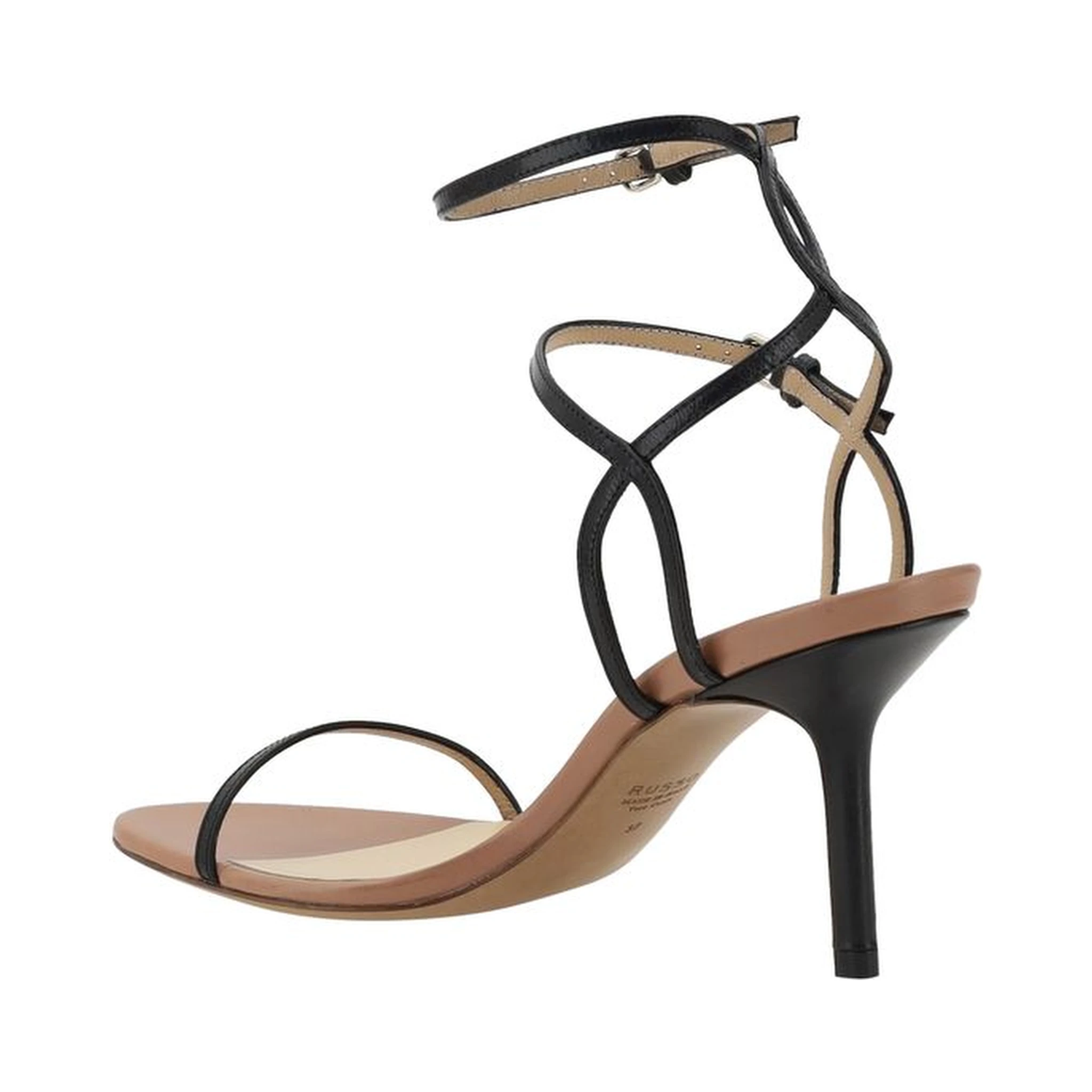 Black Calf Leather Bos Taurus Stiletto Heel Sandals