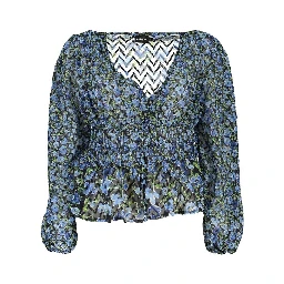 Blue Polyester Pattern Shirt