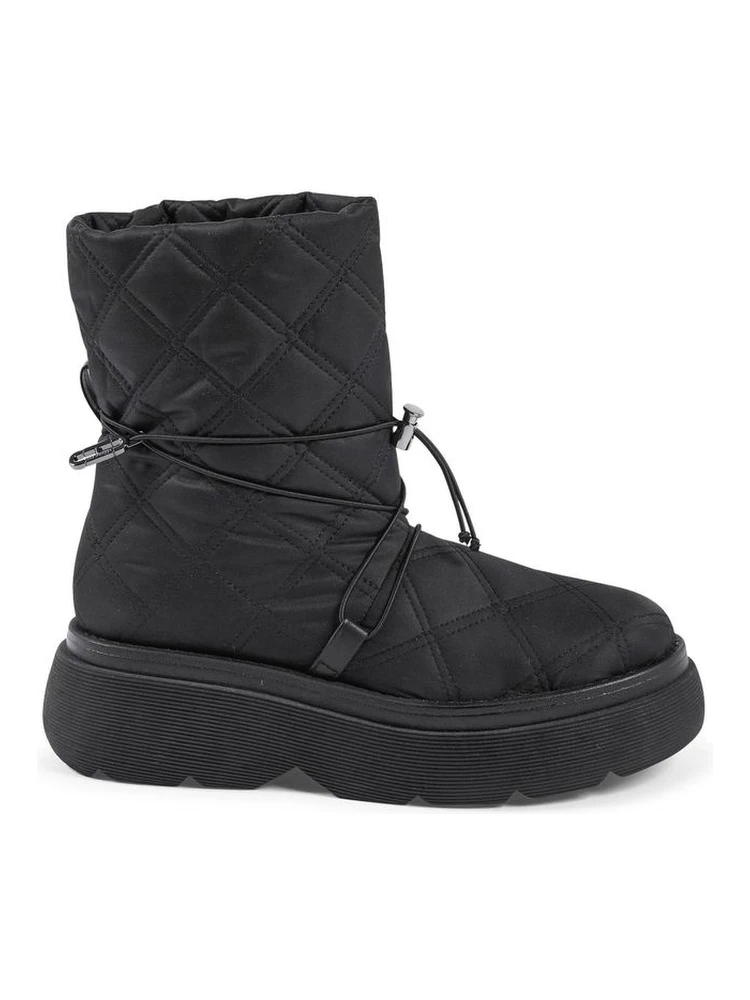 Black Nylon Flat Boots