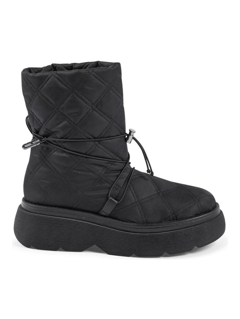 Black Nylon Flat Boots
