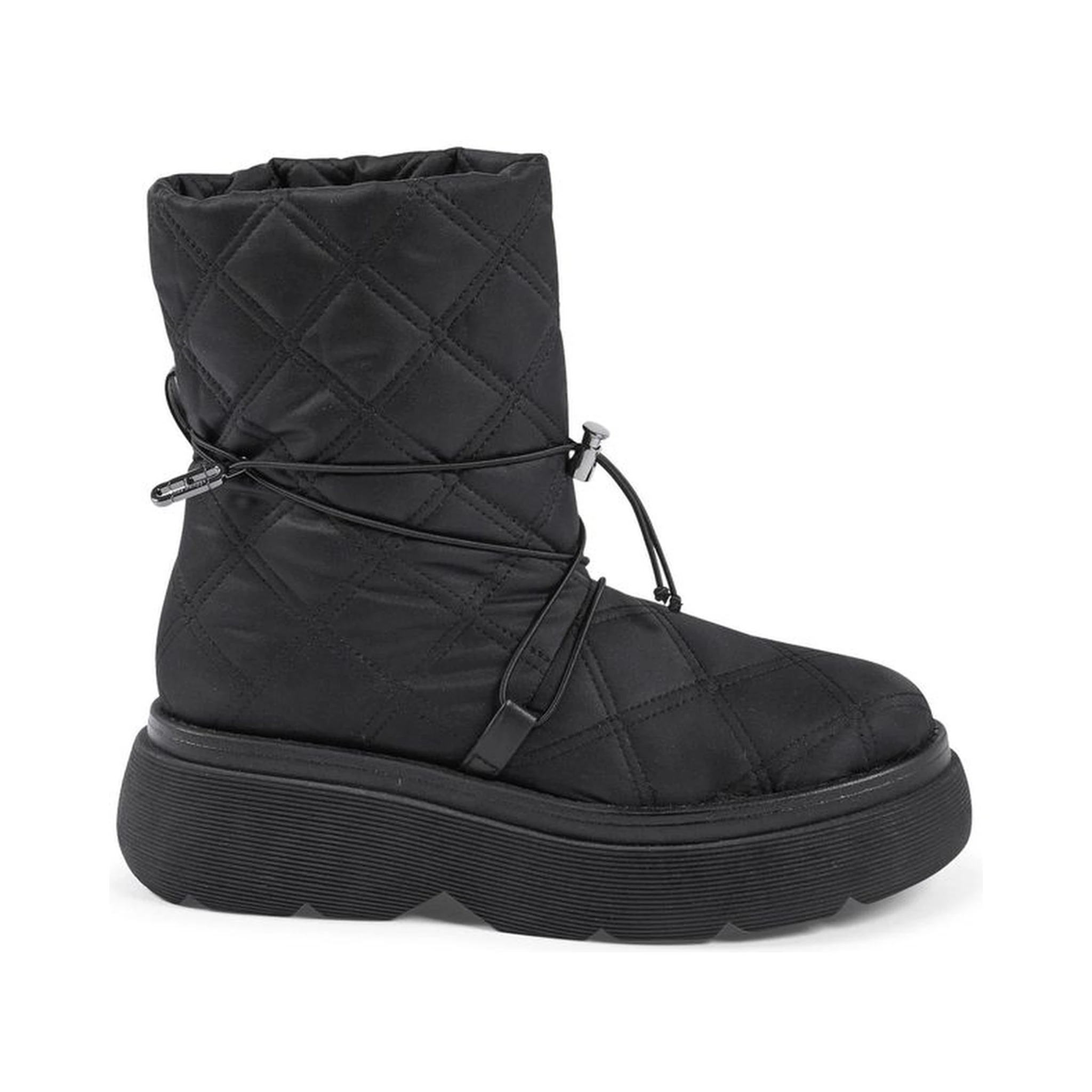 Black Nylon Flat Boots
